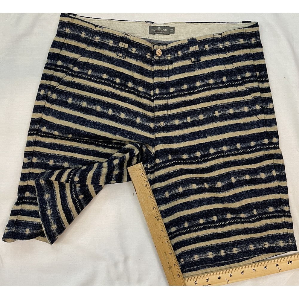 LL Bean Shorts Men 36 Blue Indigo Dye Stripes‎ Slim Straight Thick Heavy Canvas - Picture 4 of 7